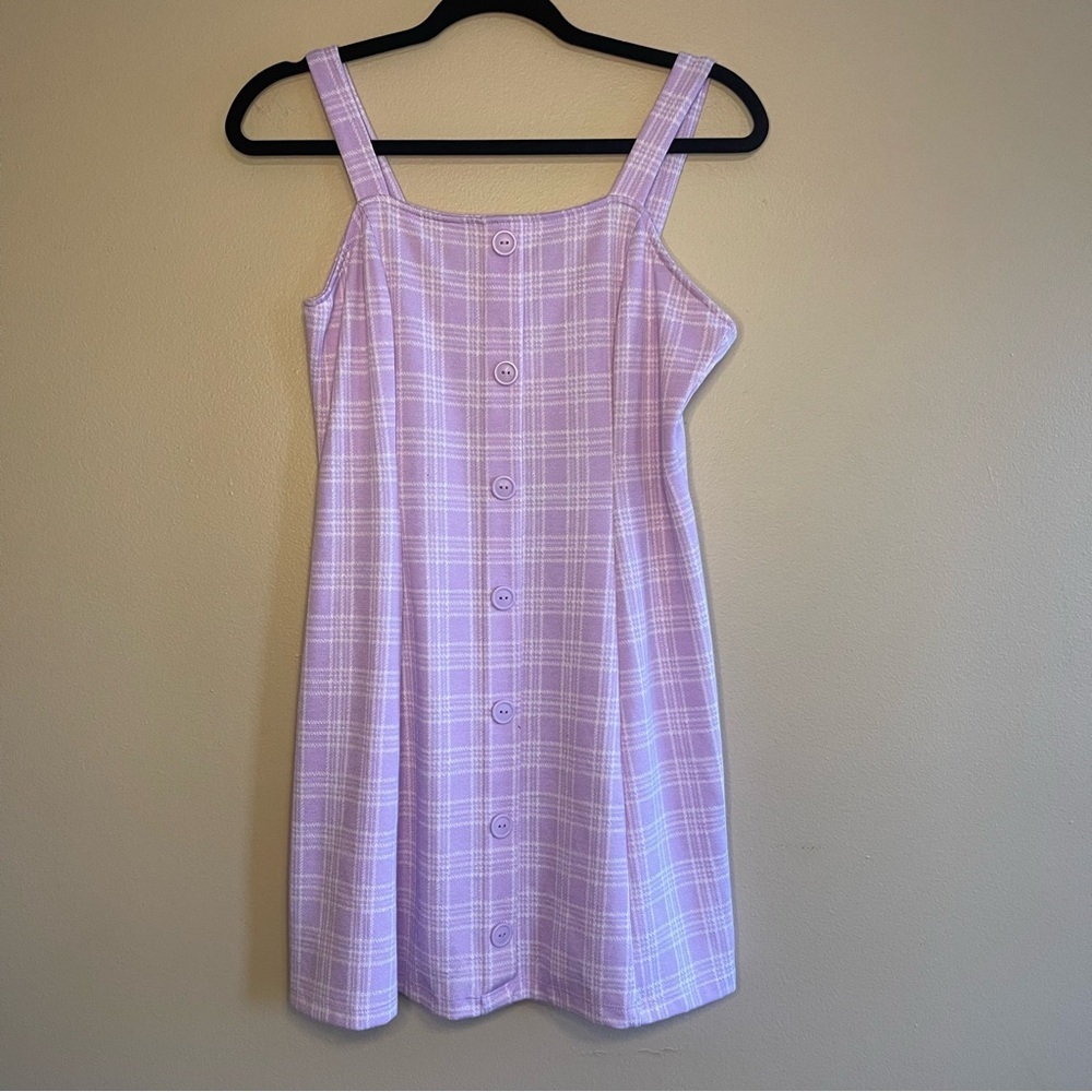 Good Luck Girl lilac plaid mini dress! Size XL